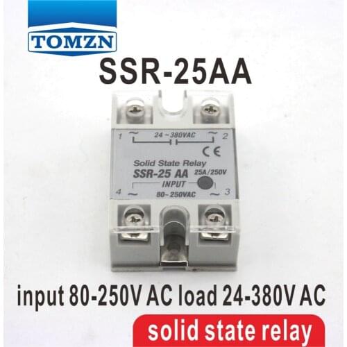 25AA SSR input 80-250V AC load 24-380V AC single phase AC solid state relay