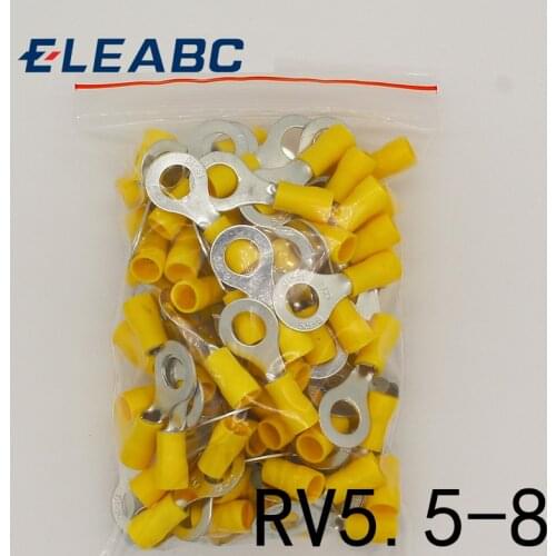 RV5.5-8 Yellow Ring insulated terminal suit 4-6mm2 Cable Wire Connector cable Crimp Terminal 50PCS/Pack RV5-8 RV