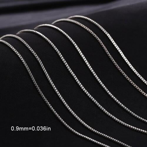 Silver Color Women and Men Box Chain Necklace Rhodium Plating High Quality Choker Jewelry Accessories DIY 18 inch
