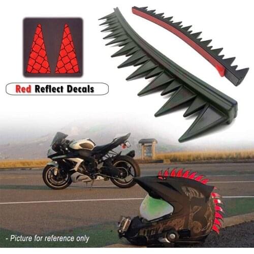 Reflective Motorcycle Helmet Mohawk Spikes Rubber Saw with Red Helmet Decals(Helmet Not Included)
