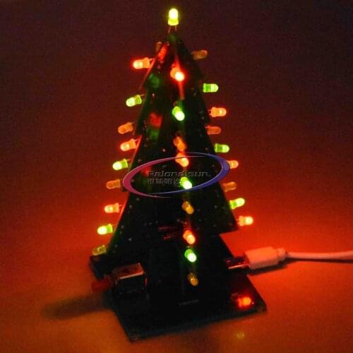 Three-Dimensional 3D Christmas Tree LED DIY Kit Red/Green/Yellow LED Flash Circuit Kit Electronic Fun Suite