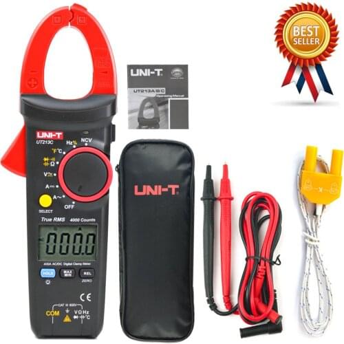 UNI-T UT213C 400A Digital Clamp Meters Voltage Resistance Capacitance Multimeter Temperature Auto Range Multimetro Diode TrueRMS
