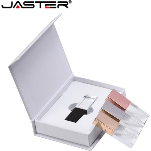 JASTER New Custom LOGO Crystal Usb 2.0 Memory Flash Drive with Gift Box 2GB 4GB 8GB 16GB 32GB 64GB(Over 10pcs Free Logo)