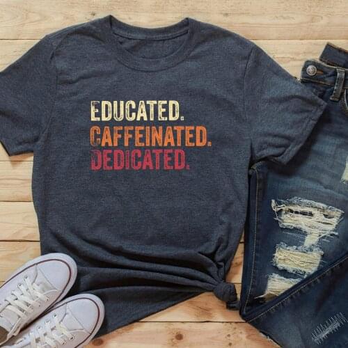 Women Fashion Casual Round Neck Short Sleeve T-Shirt Solid Color Personalized Text Printing Daily All-match Loose Shirt