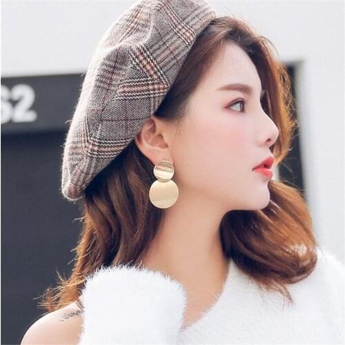 Ahmed Korean Simple Double Alloy Round Pendant Earrings for Women Fashion New Design 2018 Dangle Earring Wholesale Gifts