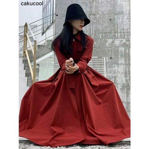 Cakucool Design feeling small female 2019 new zipper tie pop tide cool college wind student long dress