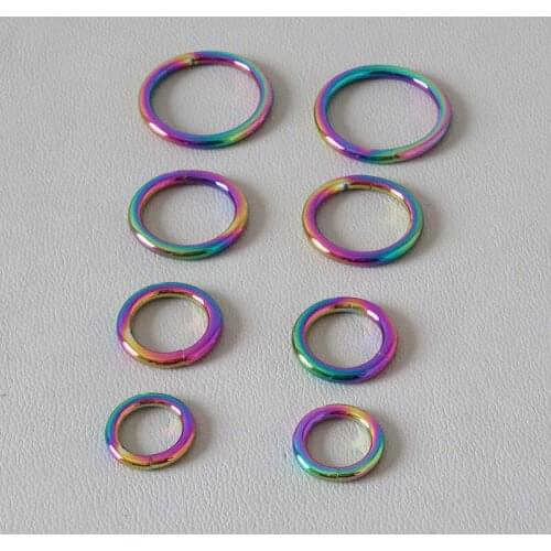 10Pcs/Pack Rainbow Metal O Ring Circle Belt Loop Buckle Hardware Pet Dog Collar Garment Harness Clasp DIY Sewing Accessory