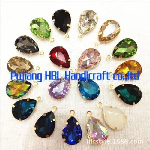 18x25mm 30pcs Droplet Garment Beads Claw Rhinestones Sew On Stones For DIY, Casual Dress