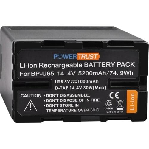 1x 5200mAh BP-U65 Battery for Sony BP-U60 BP-U30 BP-U90 PMW EX1 PMW EX1R PMW EX3 PMW F3 PMW F3K PMW F3L PXW-FS5 FS7 EX280