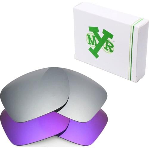 2 Pairs Mryok Anti-Scratch POLARIZED Replacement Lenses for-Oakley Holbrook Sunglasses Silver Titanium & Plasma Purple