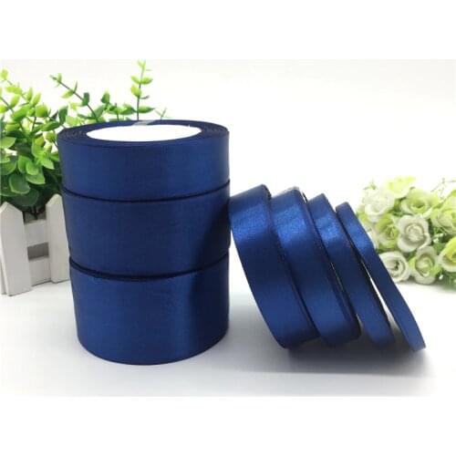 25 Yards 6 10 15 20 25 38 50mm Navy Blue Silk Satin Ribbon For Wedding Party Decoration Invitation Card Gift Wrapping Supplies