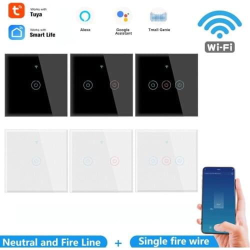 3 Gangs TUYA WiFi Smart Touch Switch For Alexa Google Home Smart Home 170-240V EU Standard Wall Button Assistant Controller