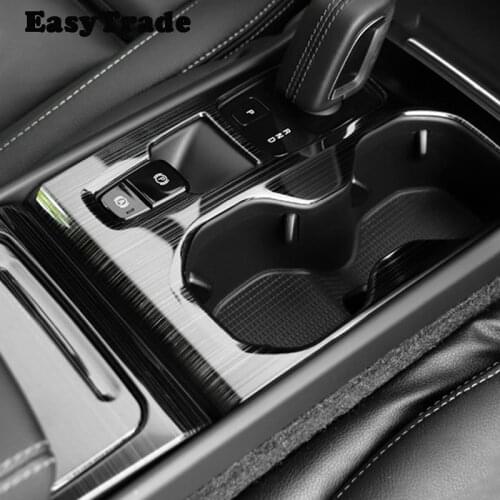 For Volvo XC40 2021 Accessories Car Center Control Gear Panel Water Cup Decoration Frame Cover Stainless Steel Interior Sticker