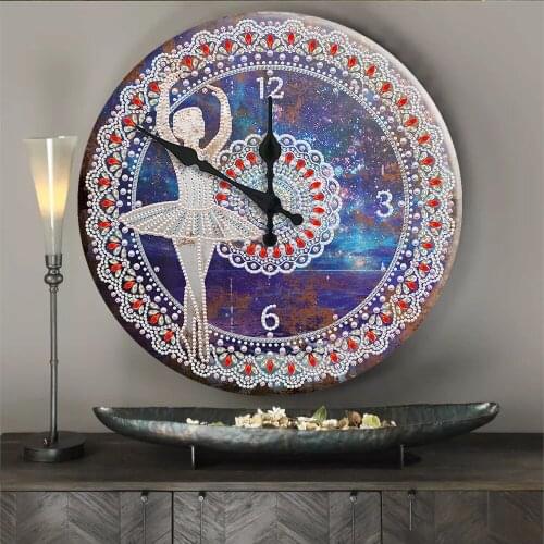 DIY Ballet Girl Iron sheet Diamond Painting Clock Tin Diamond Embroidery Cross Stitch Signboard Mosaic Cafe Pub Bar Wall Decor
