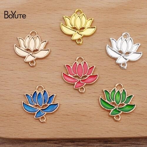 BoYuTe (50 Pieces/Lot) 19*20MM Lotus Charms Connector Factory Supply Handmade DIY Alloy Jewelry Accessories