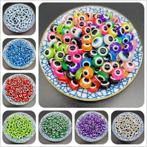 30pcs/Lot 10mm Oval Shape Spacer Beads Evil Eye Beads Stripe Resin Spacer Beads For Jewelry Making Bracelet Necklace Charms