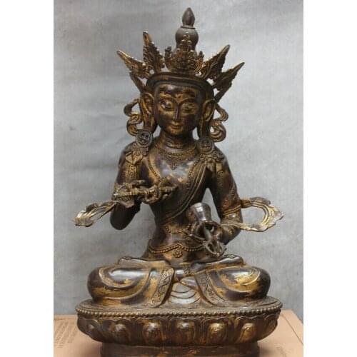 Fast shipping USPS to USA S2236 27" Tibet Buddhism Bronze Seat Vajradhara Vajrabhairava Goddess Buddha Statue