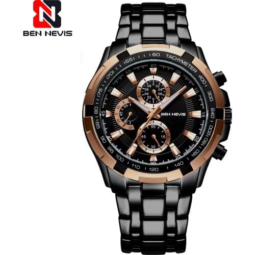 Mens Watches Fashion Sport Chronograph Waterproof Quartz Watch Full Steel Big Dial Clock Relogio Masculino