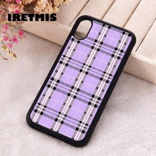 Iretmis 5 5S SE 2020 Phone Cover Case for iPhone 6 6S 7 8 Plus X Xs XR 11 12 Mini Pro Max Silicone TPU PURPLE PLAID