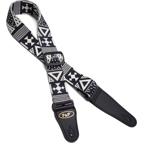 Black and White Geometric Pattern Guitar Strap Electric Guitar Acoustic Guitar Folk Guitar Bass Strap