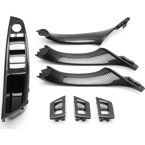 Black carbon fiber Car Inner Door Handle Trim Pull Grab Panel Handle Fit For BMW 5 Series F10 F11 F07 F18
