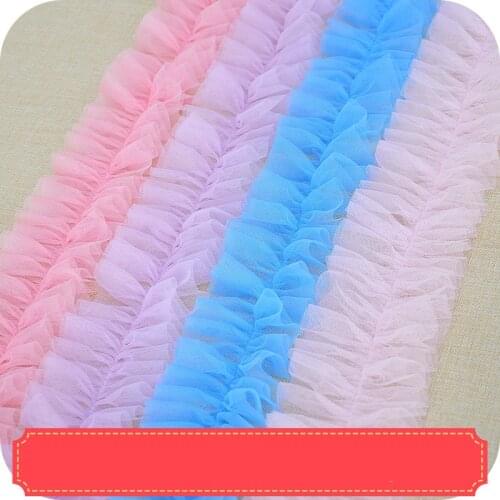 10cm Elastic Soft Mesh Pleated Lace Ribbon DIY Apparel Sewing Fabric Wedding Dress Home Textile Curtain Decoration Stretchy Tape