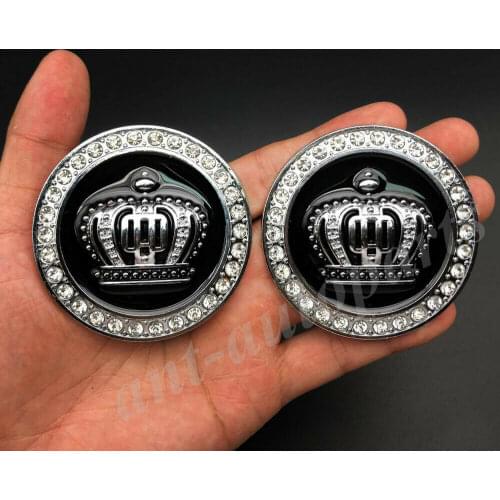 2pcs Metal Crystal Crown Luxury VIP Emblem Car Badge Motorcycle Decals Sticker