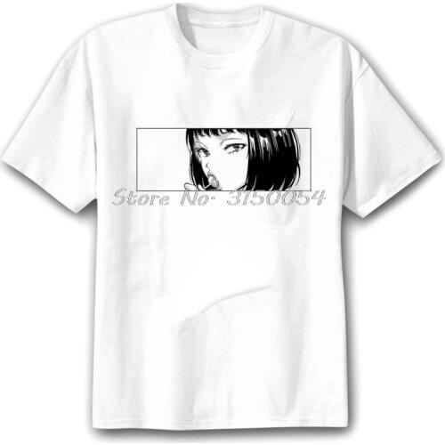 Anime Girl Print Aesthetic Casual Unisex T-shirt Men Cotton Tshirt Harajuku Anime Funny T Shirt Top Harajuku Streetwear