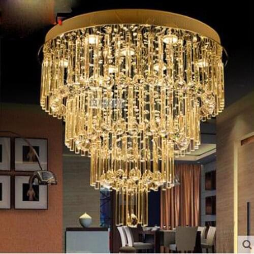 Hall crystal chandelier living room lamp round Villa stair lamp bedroom lamp restaurant light clothing store chandelier modern