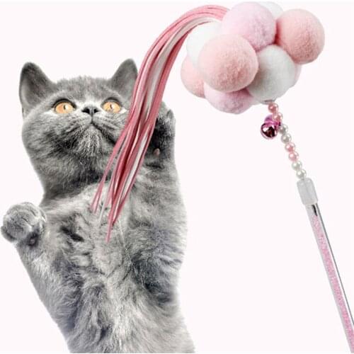 Pet Cat Toys Teaser Cat Kitten Teasing Stick Toys Fairy Ball Bell Tassels Interactive Stick Cat Supplies Cute Pet Cats Toys