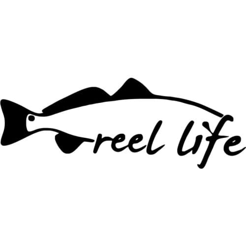 Personality Fashion Reel Life Fishing Red Fish Cool Car Decal Removable Die-cut Pvc Notebook Sticker Black/white, 22cm*8cm