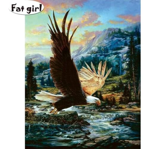 Natural landscape painting mosaic 5D DIY diamond painting embroidery Flying eagle square round wall art cross stitch home mural