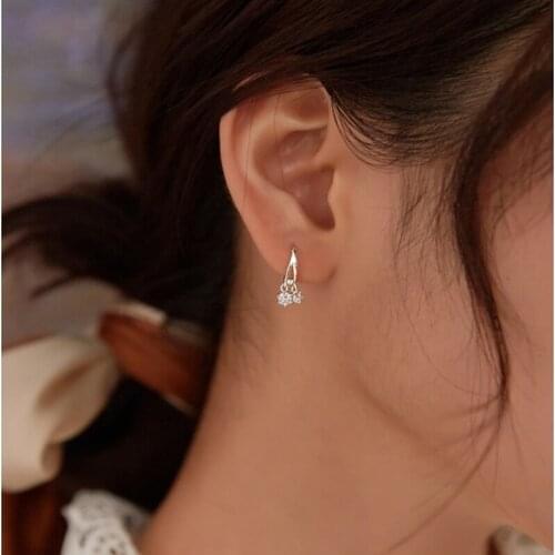 Exquisite 925 Sterling Silver Earrings for Women Simple Elegant Cute Small Zircon Earrings Korean New Design Anniversary Jewelry