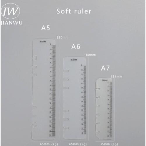 JIANWU A5/A6/A7 Soft Ruler Binder Accessories Loose Leaf Transparent Ruler Measuring Tools Kawaii Stationery For School Supplies
