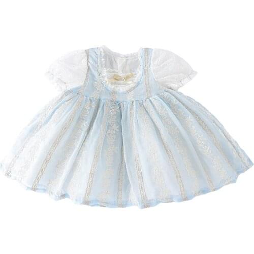 Summer Baby Girls Korean Style Cute Lace Sweet Short-sleeved Dress