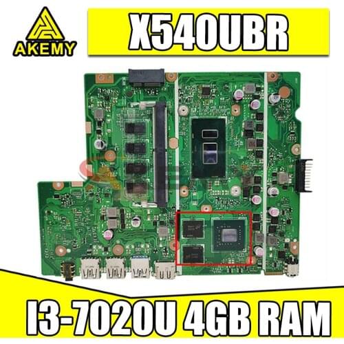 Akemy X540UBR laptop motherboard with I3-7020U CPU 4GB RAM 2GB GPU For ASUS X540UV X540UB X540UBR notebook motherboard mainboard