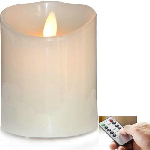 Flickering Pillar LED Candle Light 10key Remote controlled 2/4/6/8H Timer paraffin Wax Dancing wick 10CM(H) Home bar decor-Amber