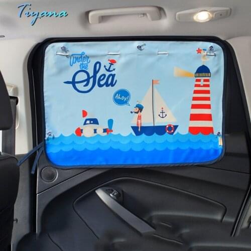 Cute Cartoon Sucker Rail Car Sun Shade Sunscreen Heat Insulation Blackout Cloth Car Side Window Curtain Block Ultraviolet Rays