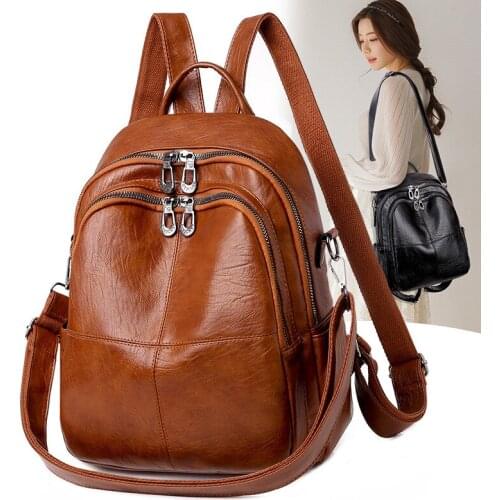 High Quality Youth PU Leather Backpacks For Teenage Girls Female School Bag Hot Sale Backpacks 2021 New Fashion Woman Backpack