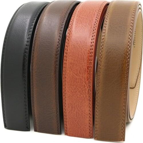 LannyQveen 3.5CM Belt Without Buckle Genuine Leather Automatic Belts Body Strap Designer Men ribbon ratchet belt