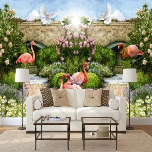 Custom 3D wallpaper mural modern hand-painted tropical plants flamingo nordic background wall luxury decoration wallpaper