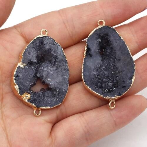 Natural Stone Connector Irregular Grey Crystalline Germ For Jewelry Making Charms DIY Necklace Bracelet Accessory