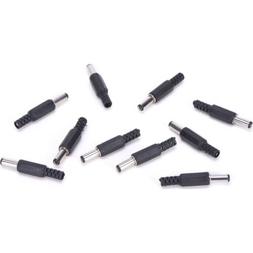 New 10 X Black Plastic Cover 2.1x5.5mm Male DC Power Plug Jack Connector