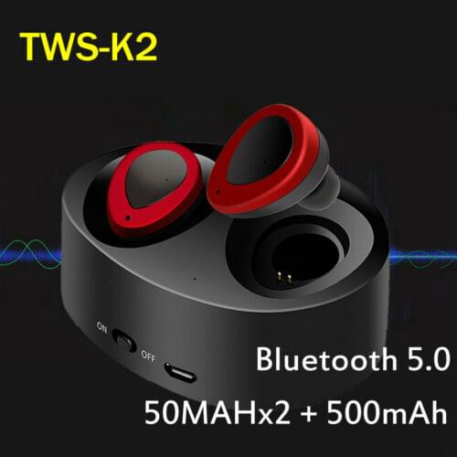 2019 Mini TWS K2 Wireless Stereo Earphone In Ear Bluetooth Bass Outdoor Sport Earbuds Headset MIC Gaming Earphones IPX5 New