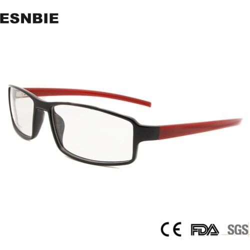 ESNBIE New TR90 Plastic Memory Optical Glasses Frame Men 6 Base Male Spectacles Frames Squared Prescription Eyewear 9 Colors
