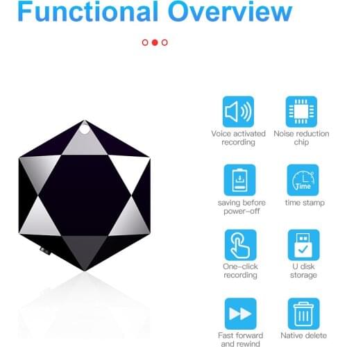 Necklace Diamond Mini Voice Recorder Mp4 Ai Smart Professional HD Noise Reduction Pendant Voice Control Hidden Voice Recorder