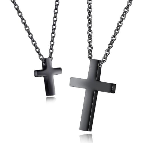 Couple Classic Cross Stainless Steel Pendants Necklaces For Lover Rose Gold Color / Black/steel Jewelry Accessories Gift