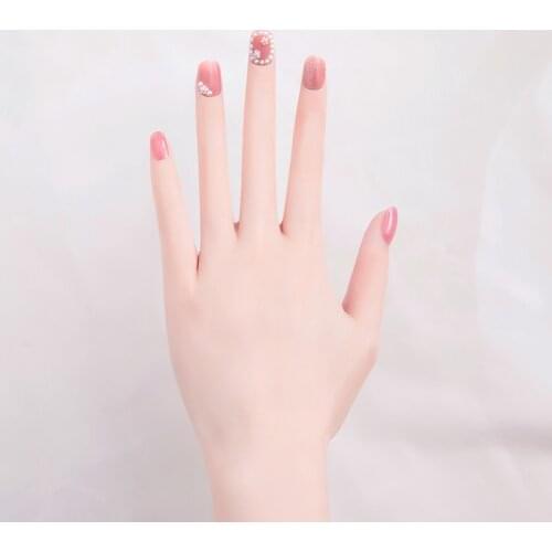 24pcs Flower Printed Nail Patch Pearl Inlaid Glue Type Removable Short Paragraph Fashion Manicure False Nail Patch DL