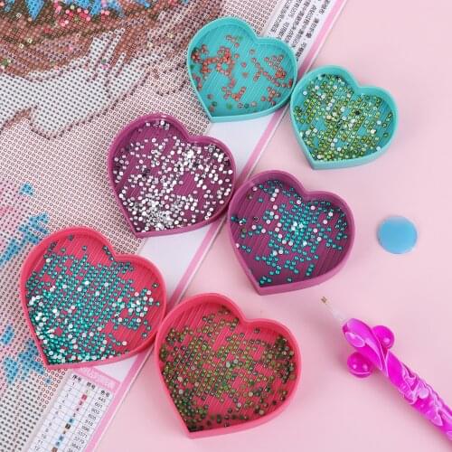 Heart-Shaped Diamond Painting Tray Beading Plates Square Round Rhinestone Storage Tray Cross Stitch Embroidery Accessories