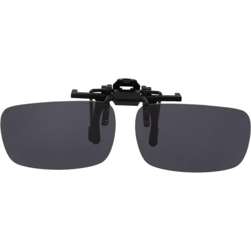 Polarized Rimless Rectangle Gray Lens Flip Up Clip on Sunglasses Eyeglass